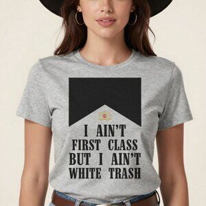 Not First Class Western Gray Custom Tee Graphic Short Sleeve T-shirt